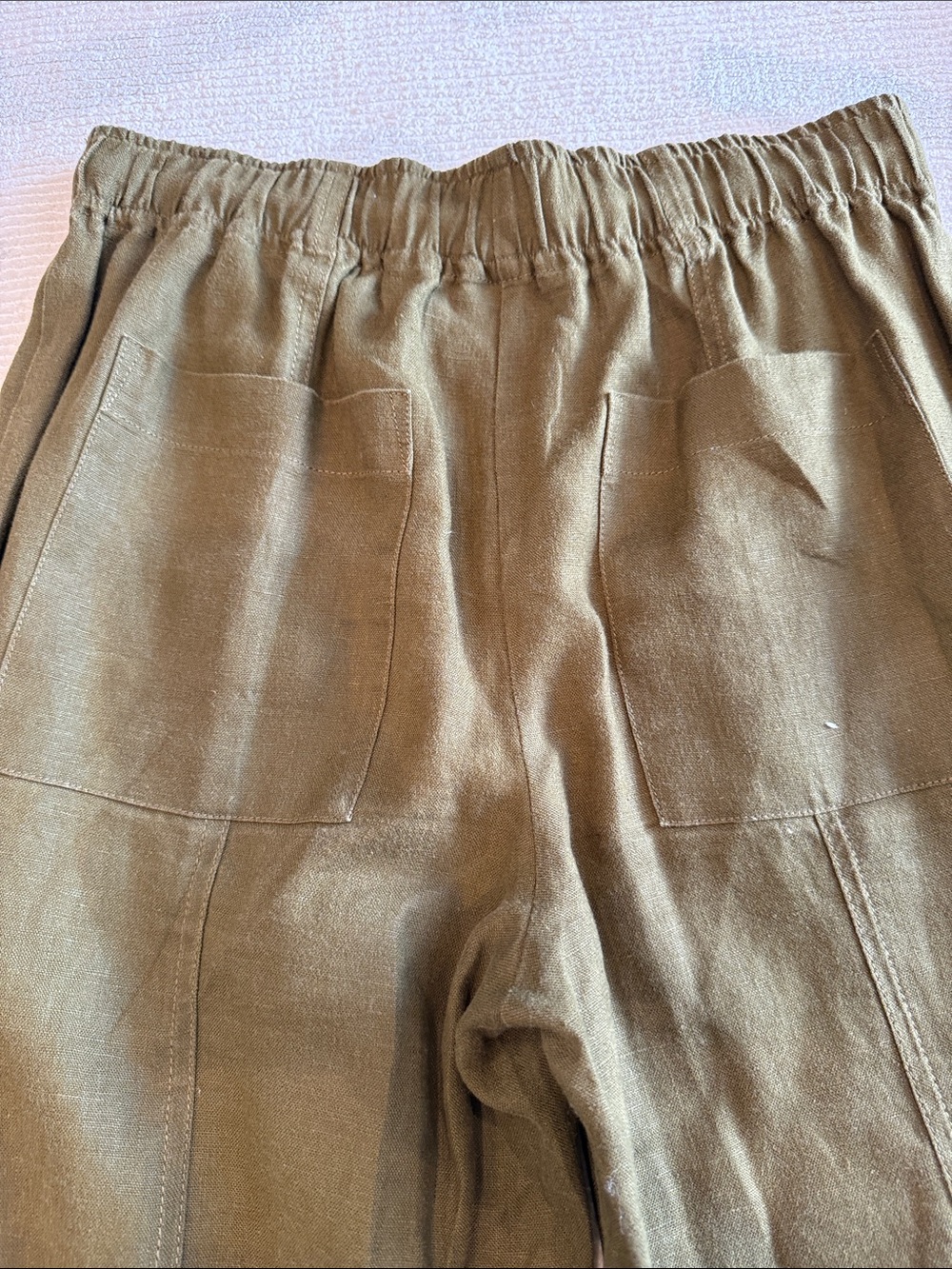 Reformation Linen Pants - Olive & Oatmeal - Picture 10 of 14